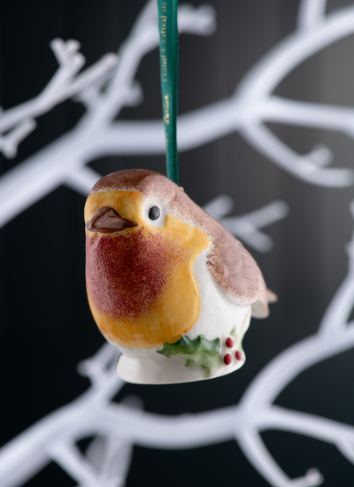 Robin with Holly Hanging Ornament